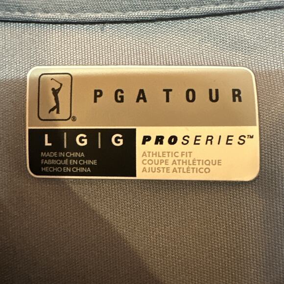 PGA Tour Pro Series Golf Polo Men’s Size Large Grey Striped - Picture 2 of 7
